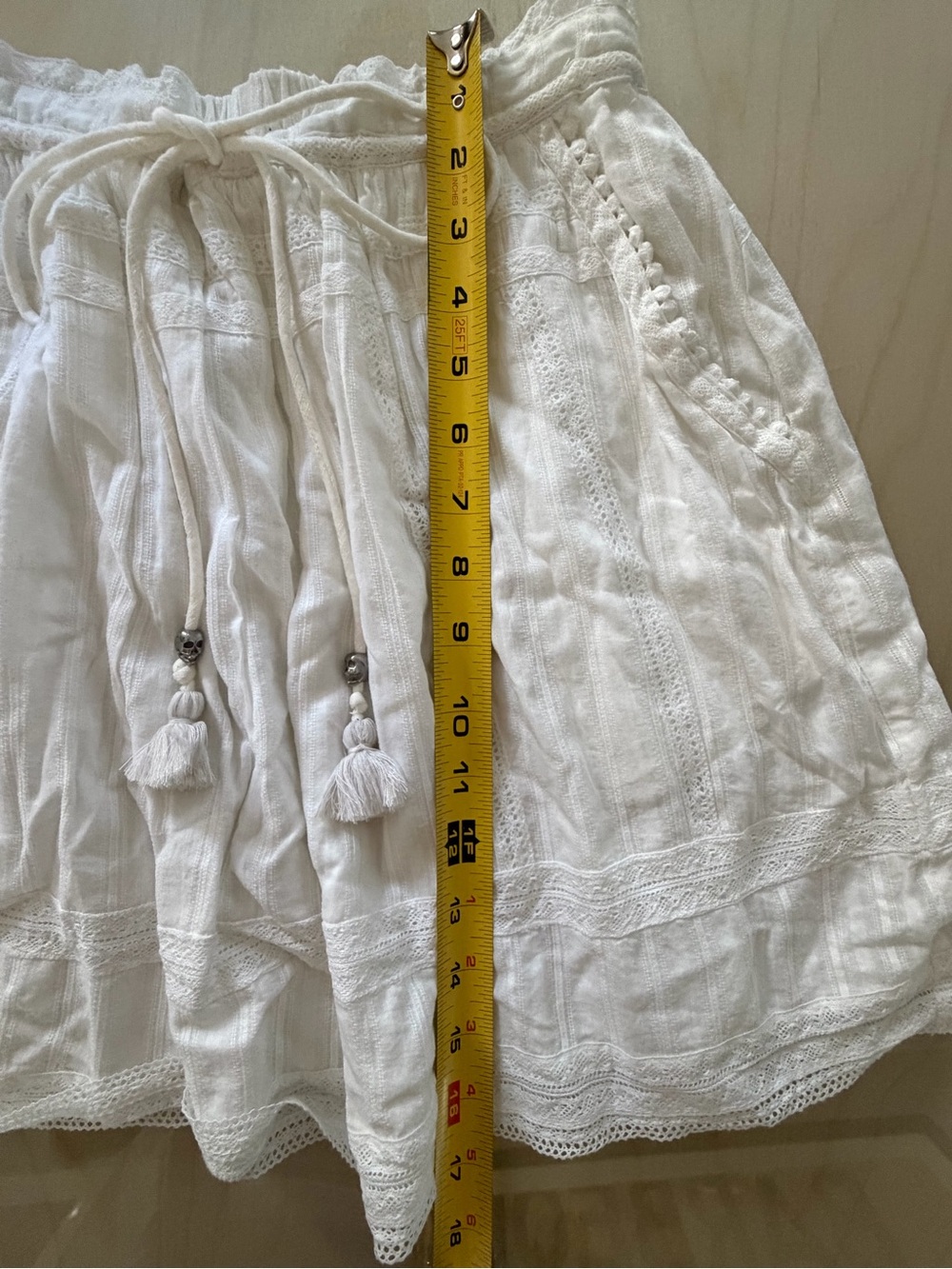 Zadig & Voltaire White Tiered Mini Skirt with Tassels